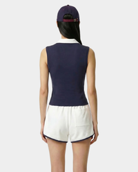 Gilet polo de sport avec logo Signature - Bleu marine/Blanc