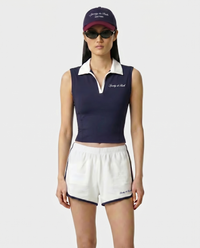 Gilet polo de sport avec logo Signature - Bleu marine/Blanc