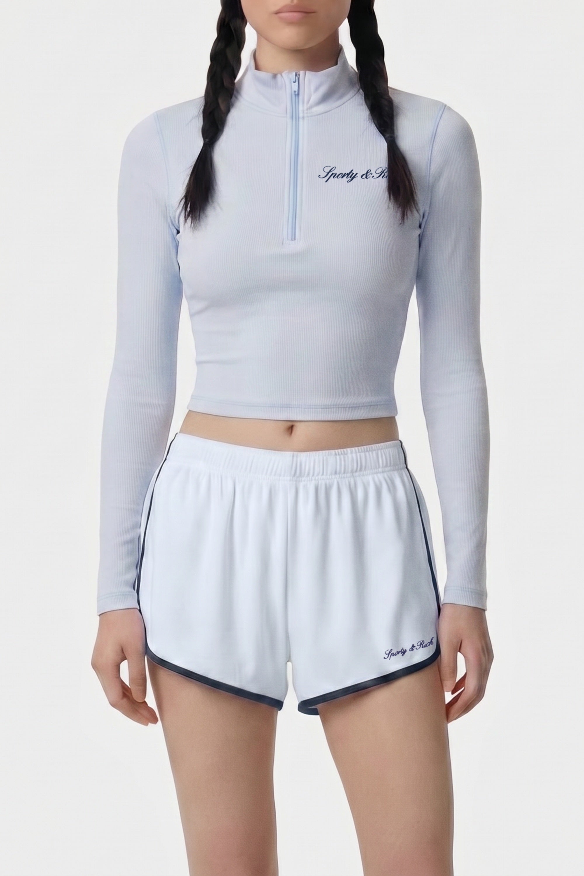 Pull de sport à col zippé Signature Logo - Bleu Marine