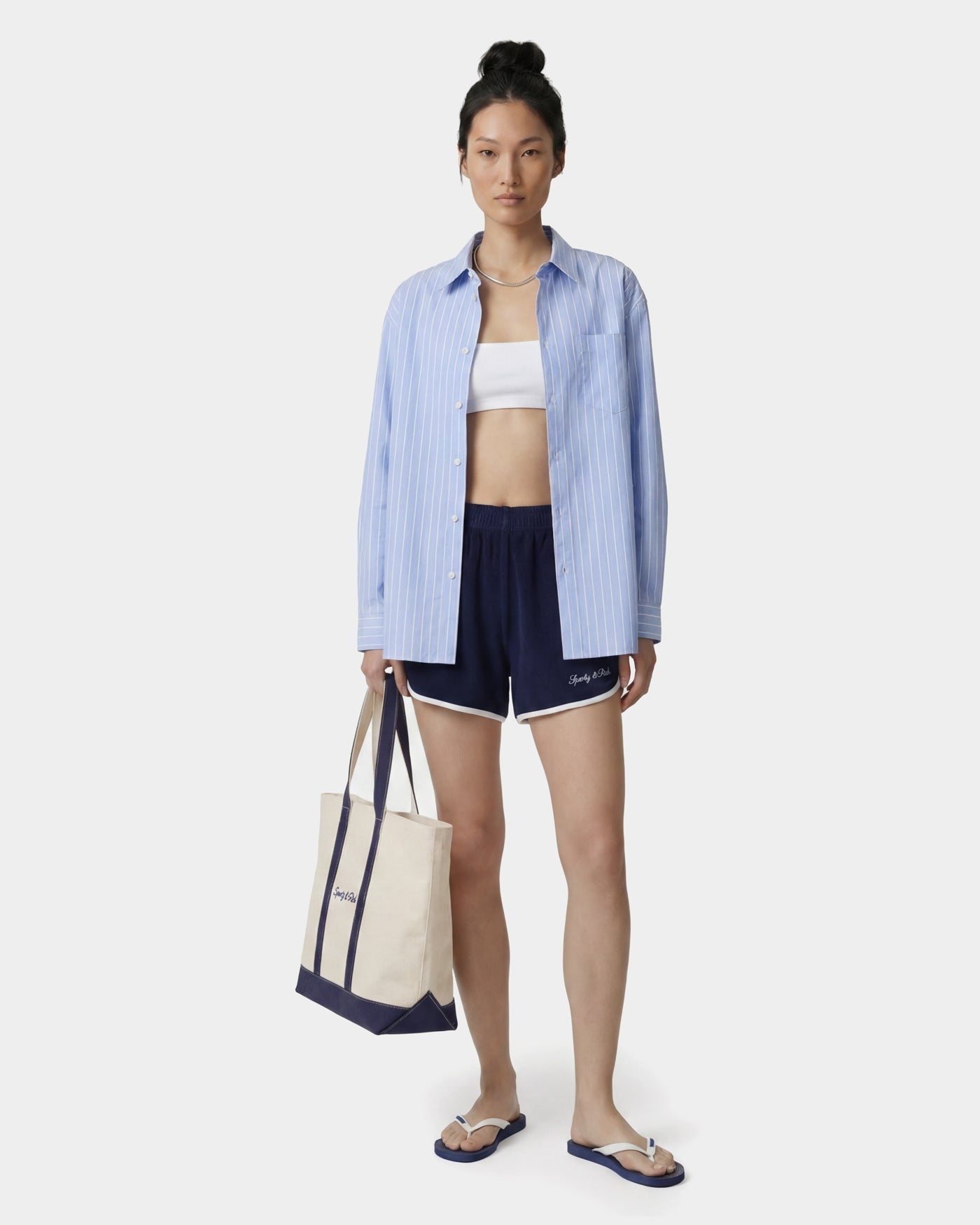 Chemise oversize SRC - Rayures ciel