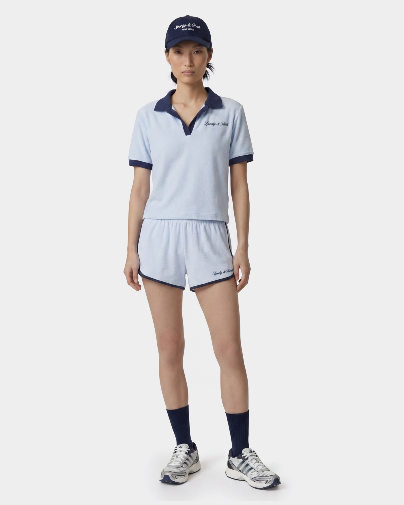 Polo en tissu éponge avec logo Signature - Ciel/Bleu marine