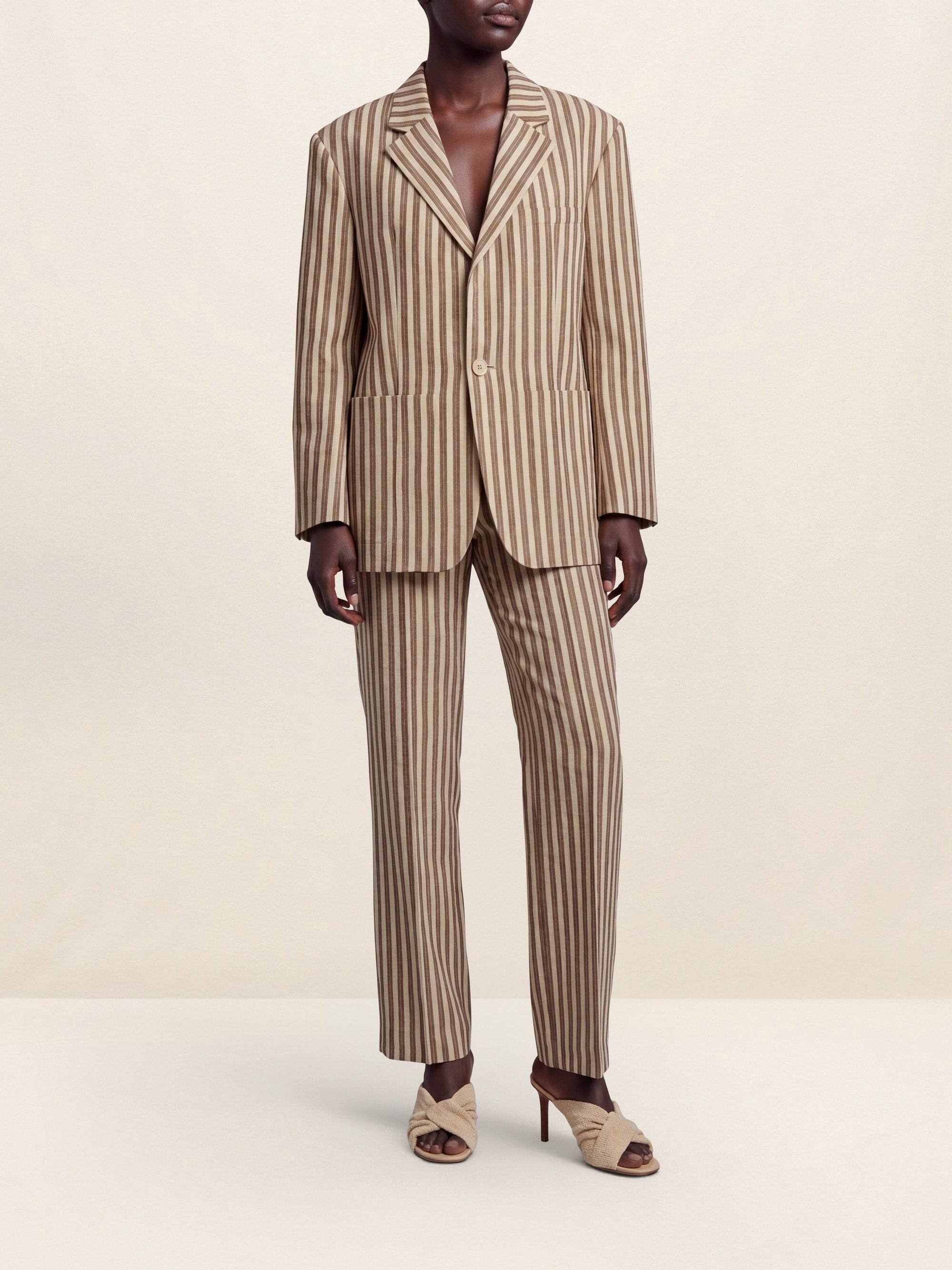 BEIGE BROWN STRIPES LA VESTE D'HOMME