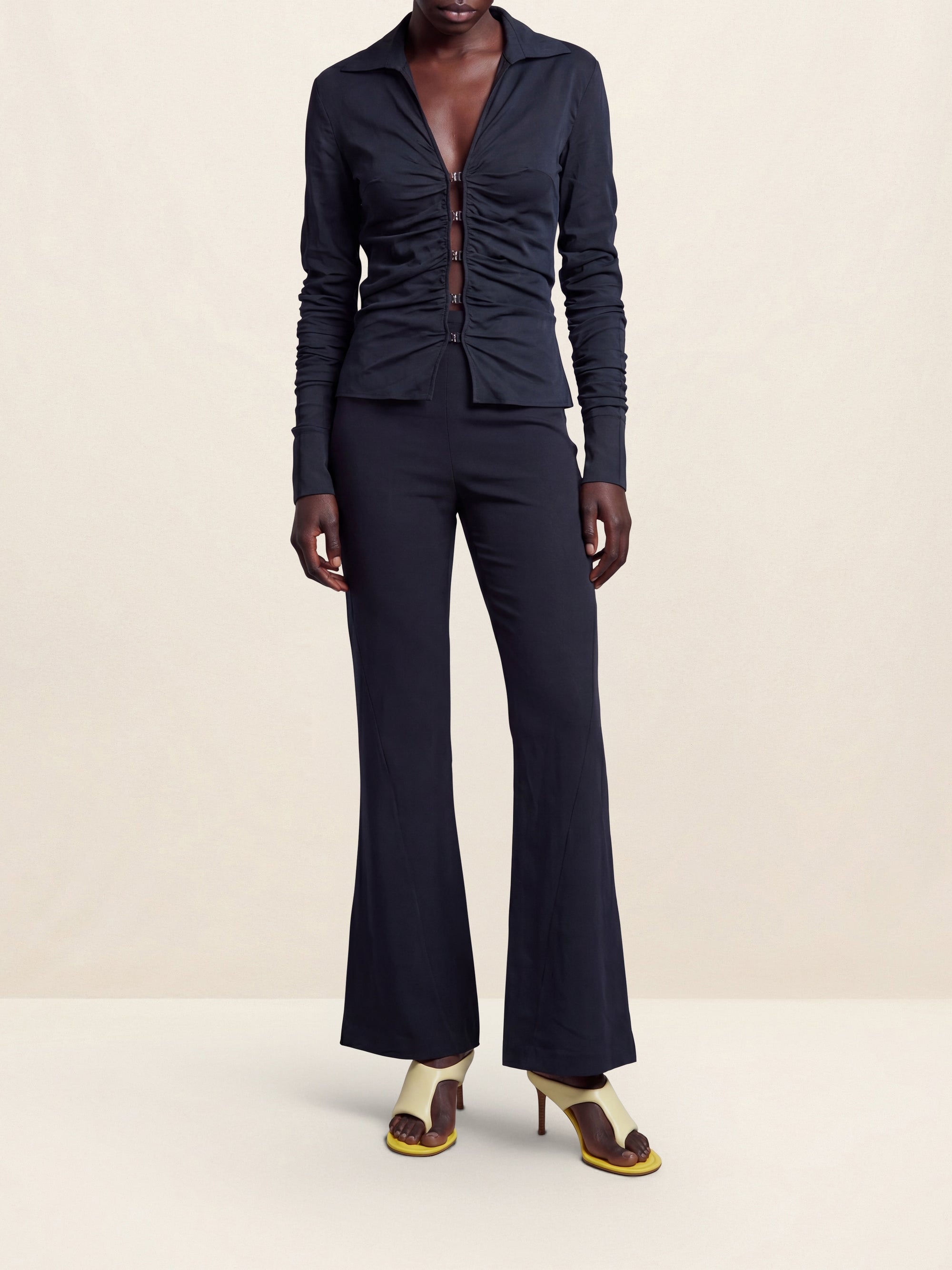 Chemise Soffio fendue en soie mélangée - Navy