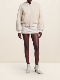Blouson Pilou en peau lainée - Off White