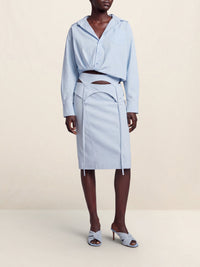 Chemise asymétrique Mejean en lin mélangé - Light Blue