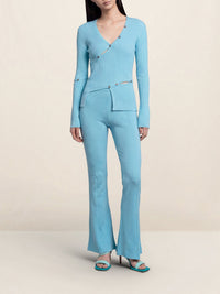 TURQUOISE LE CARDIGAN TORDU
