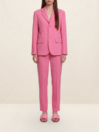 Pantalon droit àpoches arrière passepoilées en laine - Pink