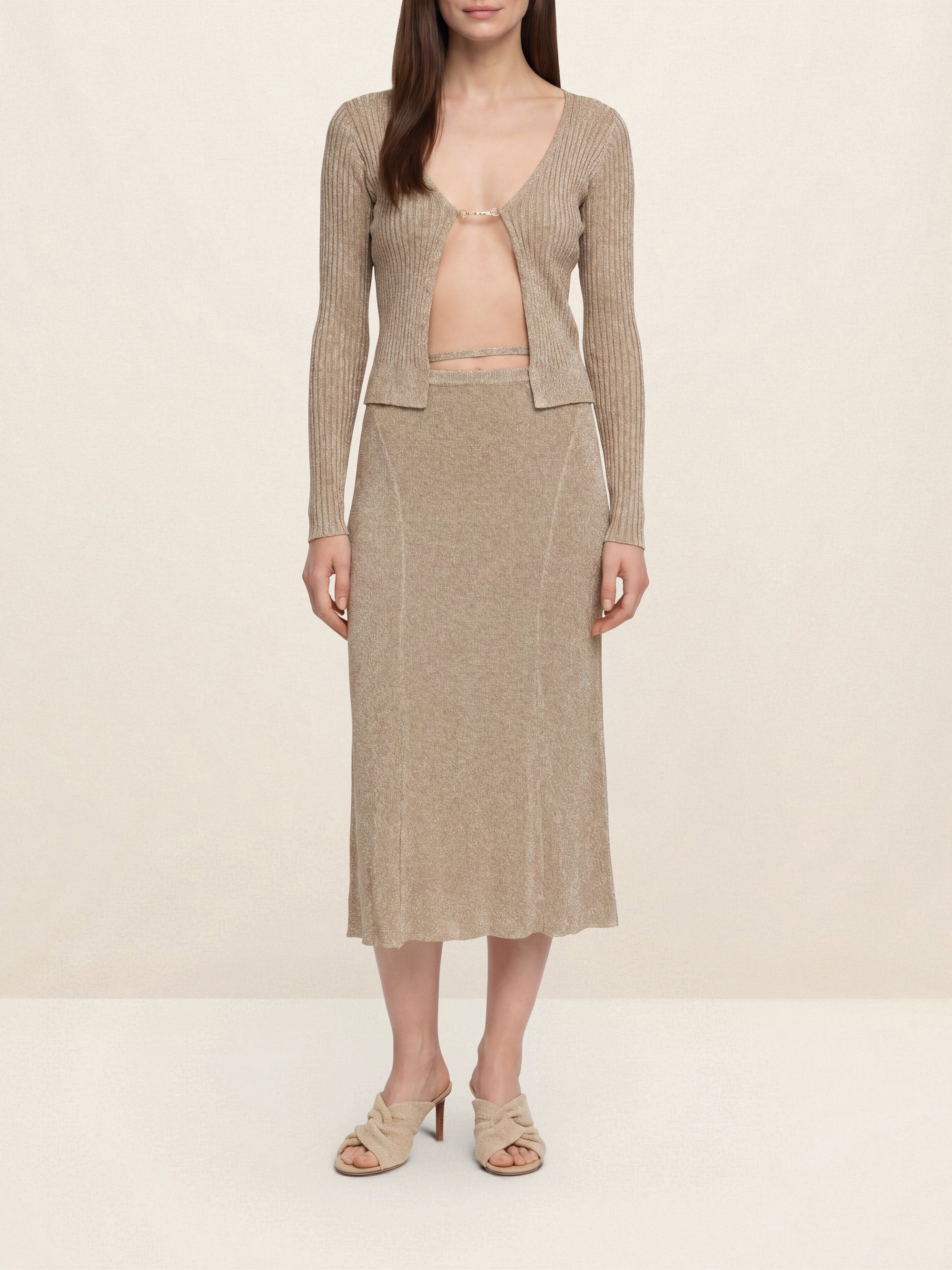 Cardigan Pralu à logo métallique - Light Gold