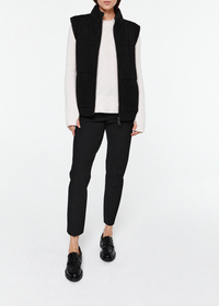 Gilet zippé sans manches en laine - Noir