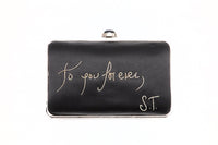 Minaudière Love 4 Ever en soie brodée à la main - Noir