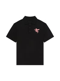 Polo en maille avec broderie licorne - Black