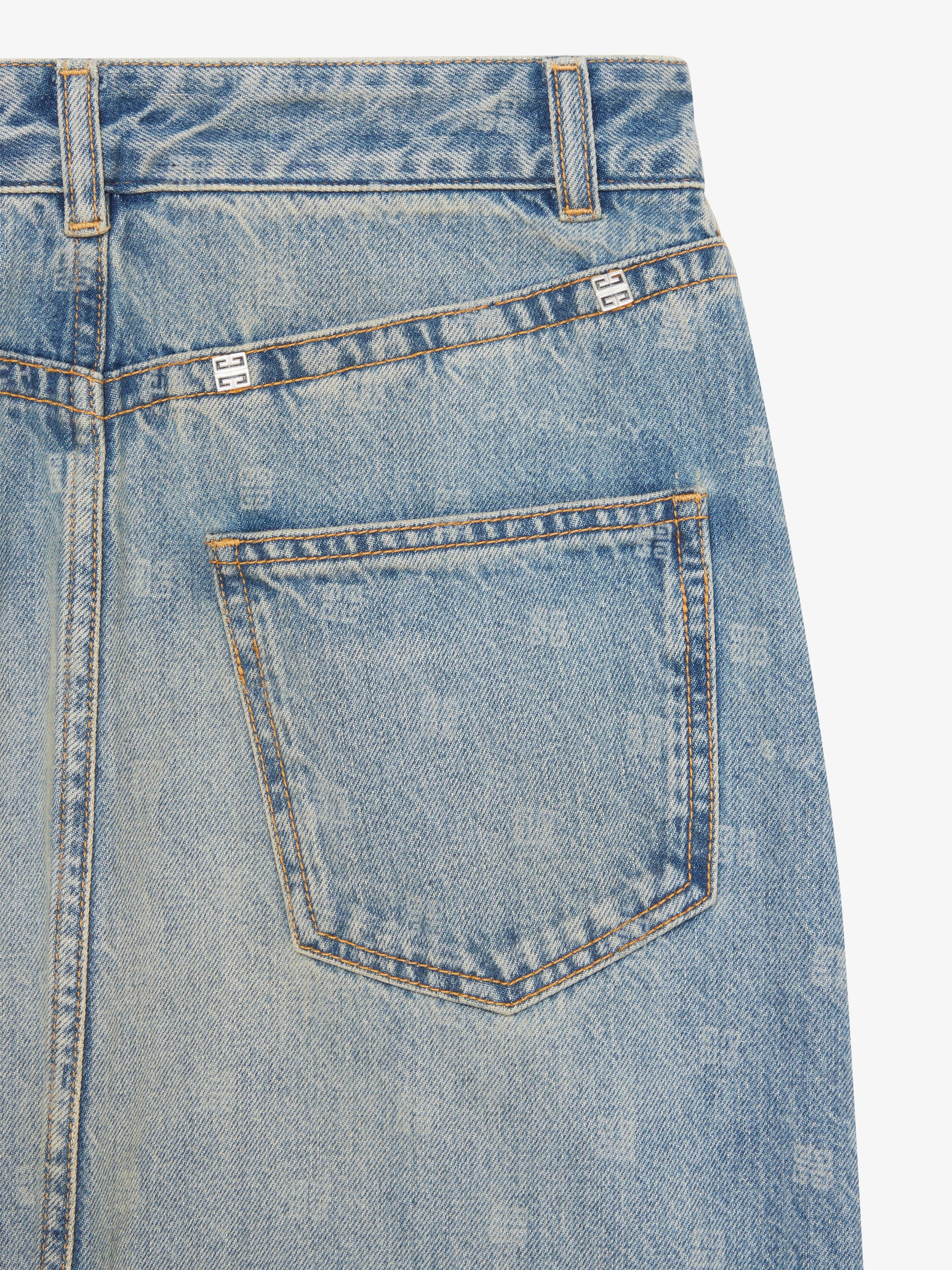 Jupe en denim 4G avec fente - Medium Blue