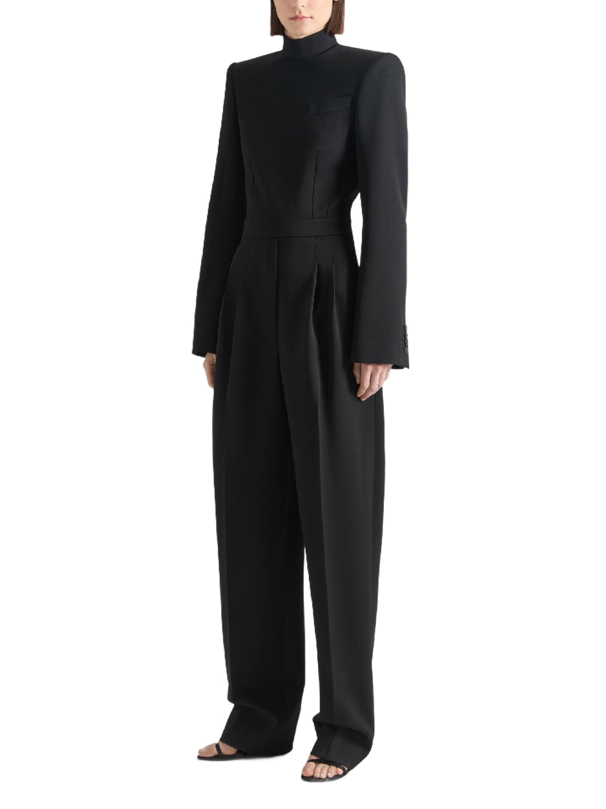 Combinaison dos ouvert en laine - Black