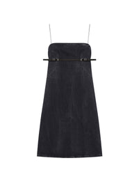 Robe à bretelles Voyou en denim - Black