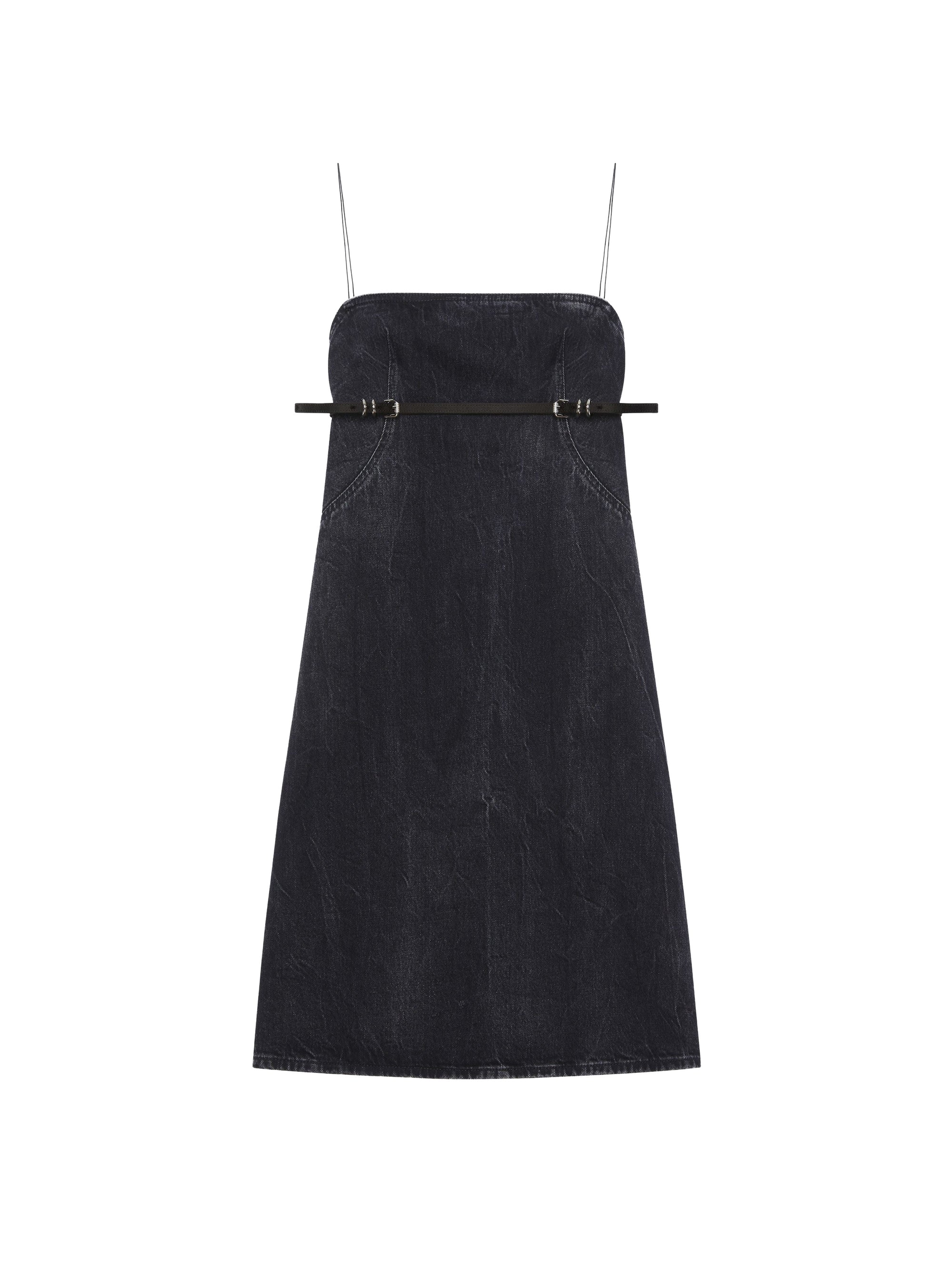 Robe à bretelles Voyou en denim - Black