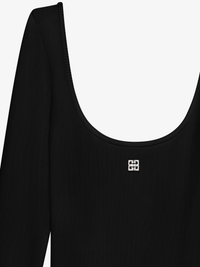 DEEP NECK RIB LONG SLEEVE DRESS