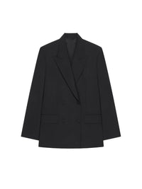 Veste à double boutonnage oversize en laine et mohair - Black
