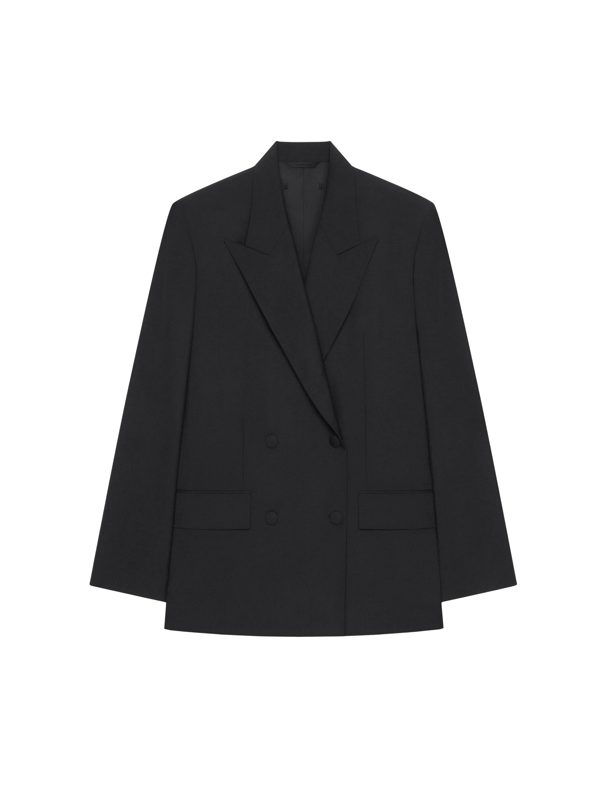 Veste à double boutonnage oversize en laine et mohair - Black