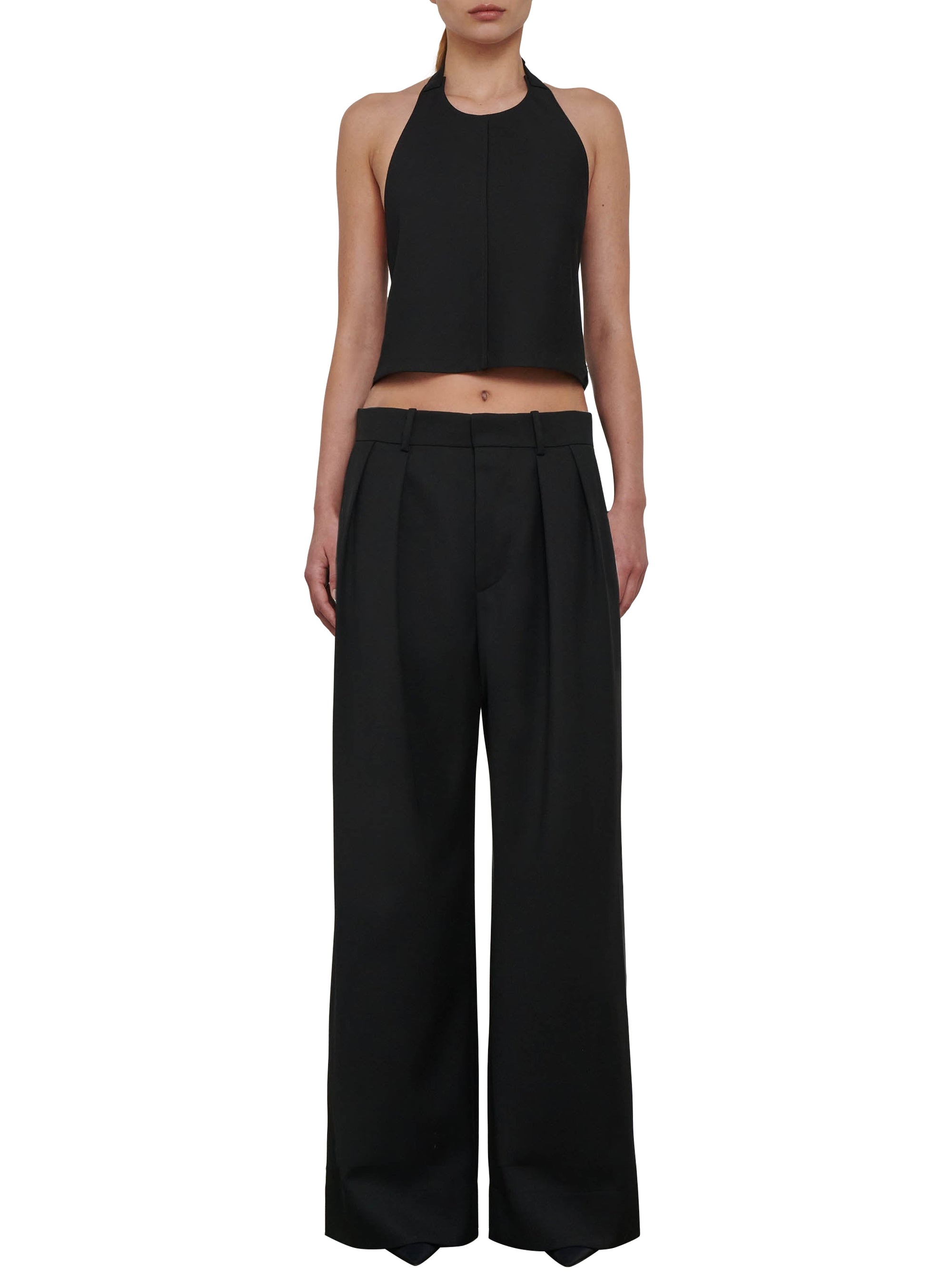 Pantalon taille basse en laine - Black