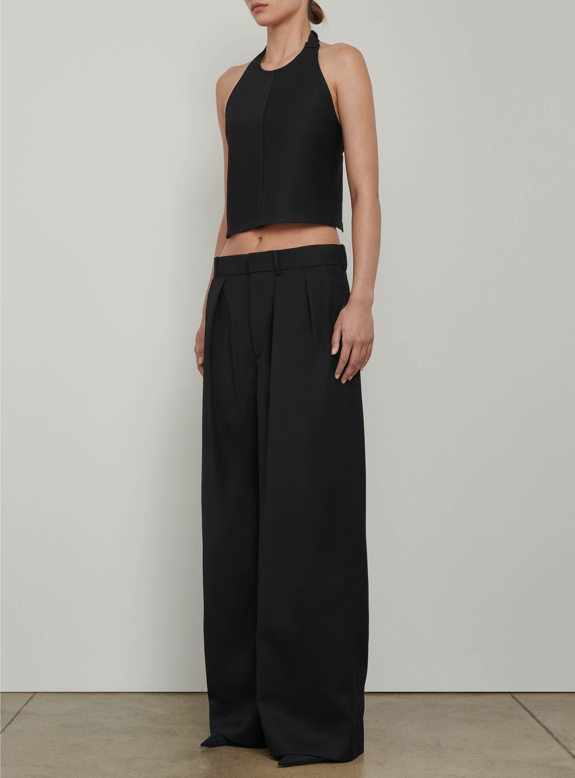 Pantalon taille basse en laine - Black