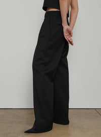Pantalon taille basse en laine - Black