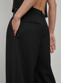 Pantalon taille basse en laine - Black