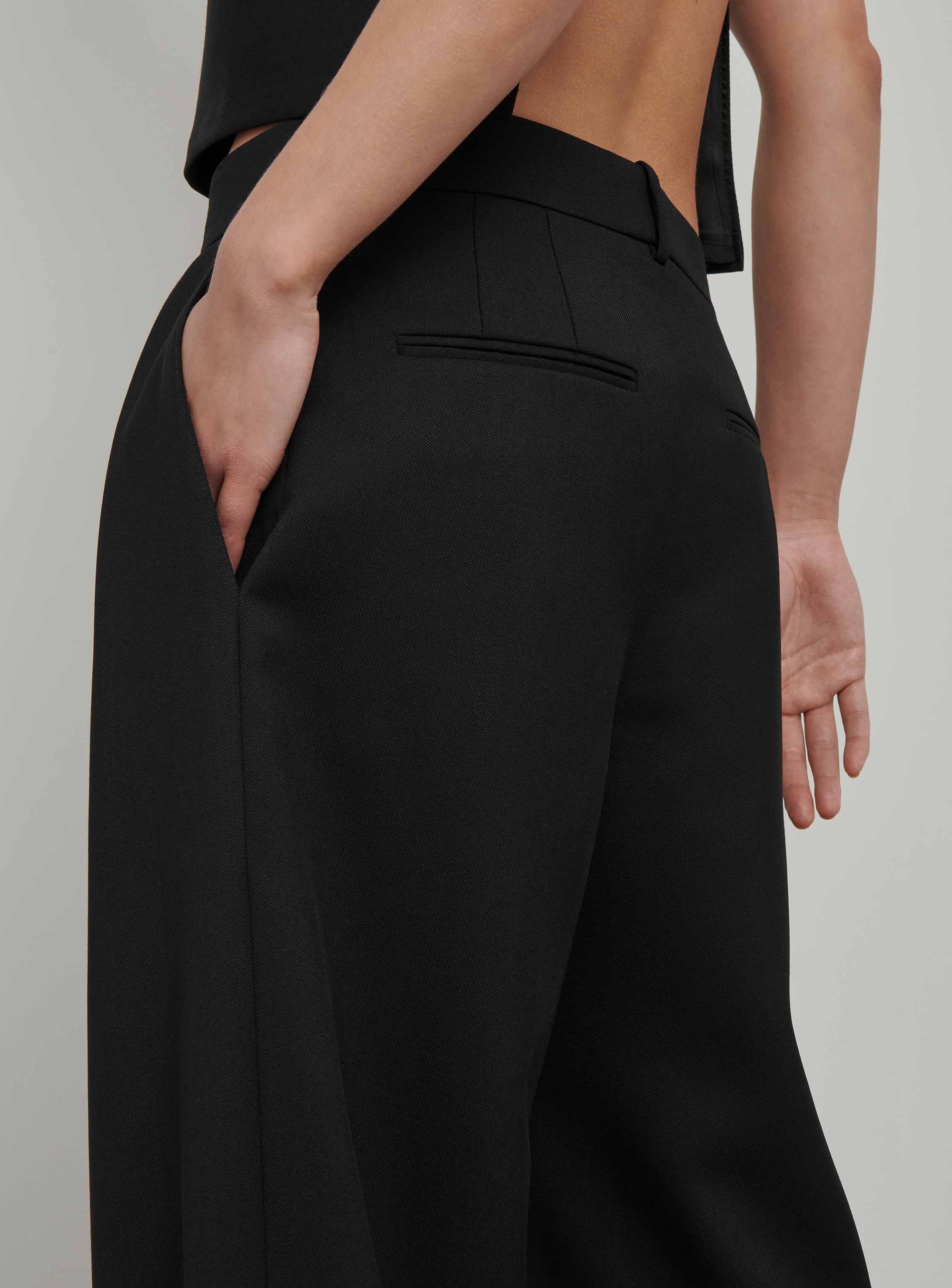 Pantalon taille basse en laine - Black