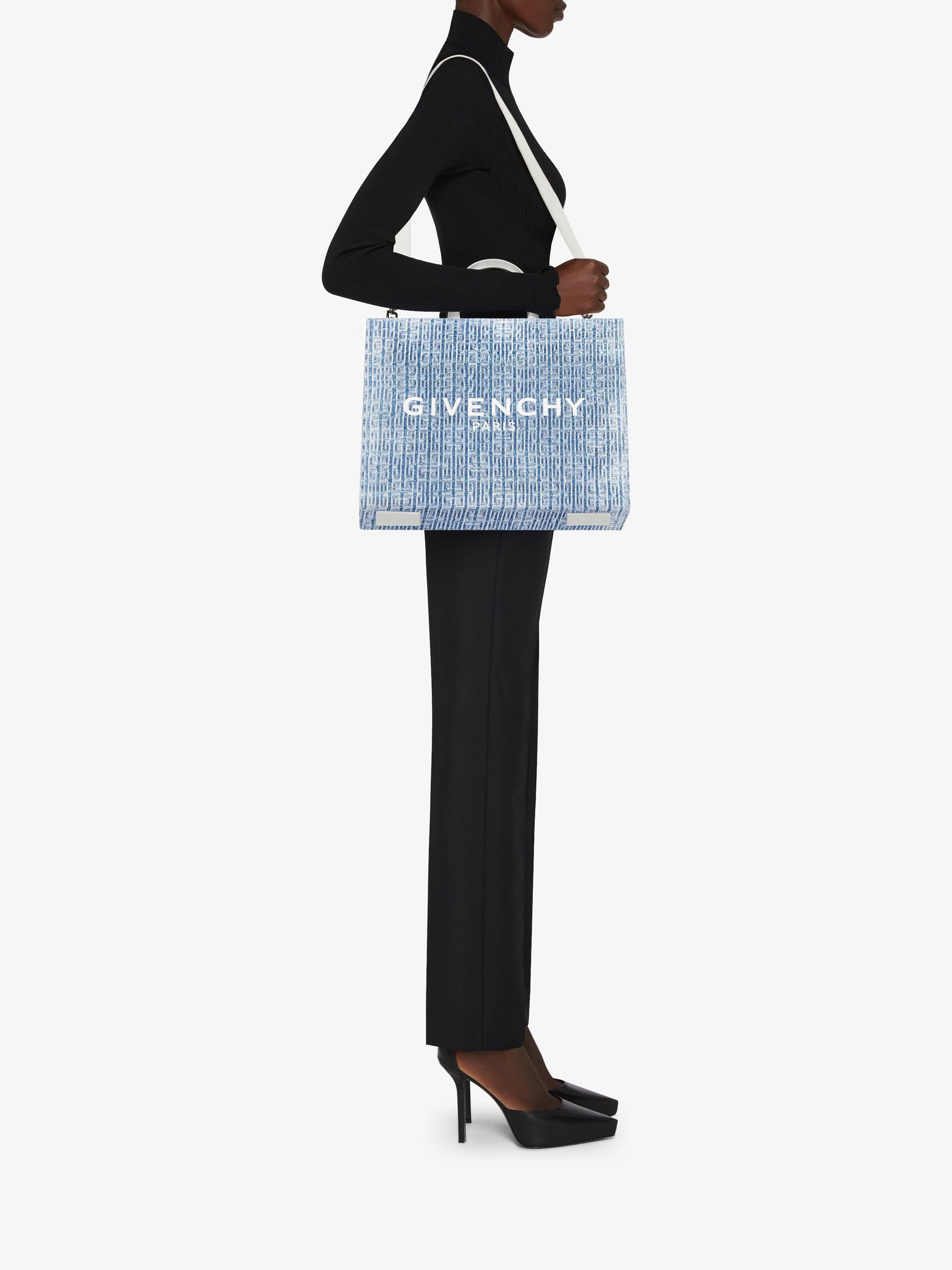 G-Tote Medium Shopping Bag in Denim - Light Blue