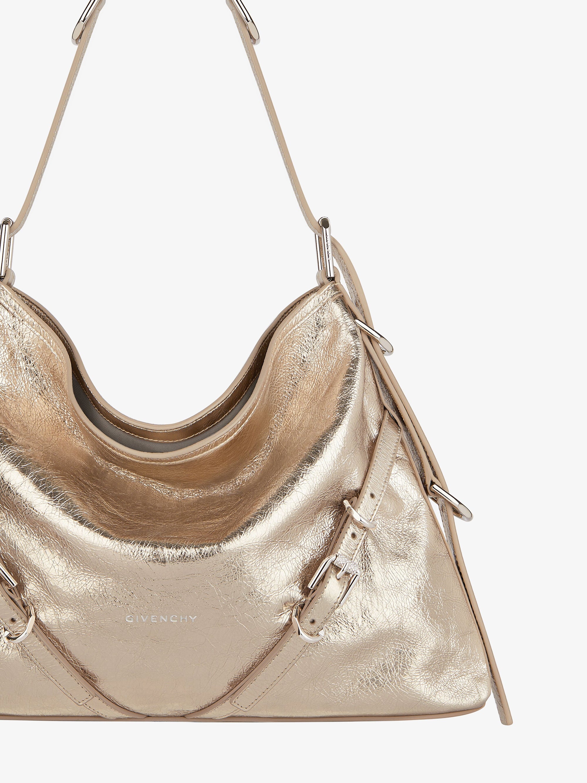 Sac Voyou moyen en cuir laminé - Dusty Golden