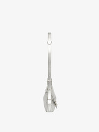Voyou mini satin bag with rhinestones and leather - Silvery Grey
