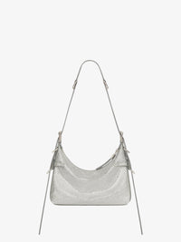 Voyou mini satin bag with rhinestones and leather - Silvery Grey