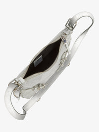 Voyou mini satin bag with rhinestones and leather - Silvery Grey