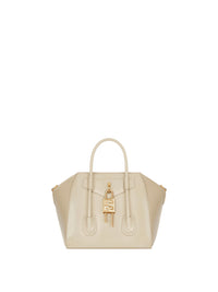 Mini sac Antigona Lock en cuir Box - Natural Beige