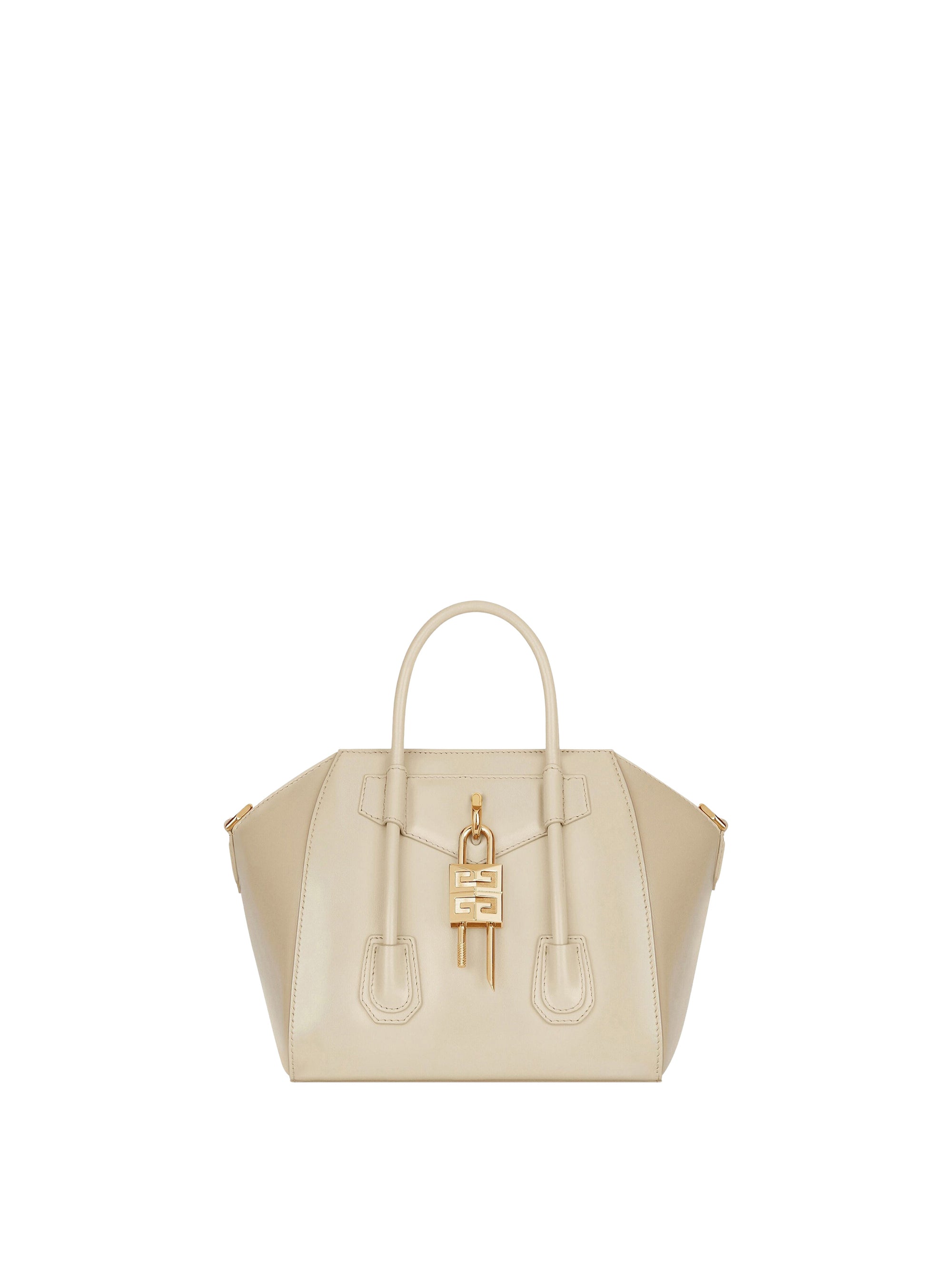 Mini sac Antigona Lock en cuir Box - Natural Beige