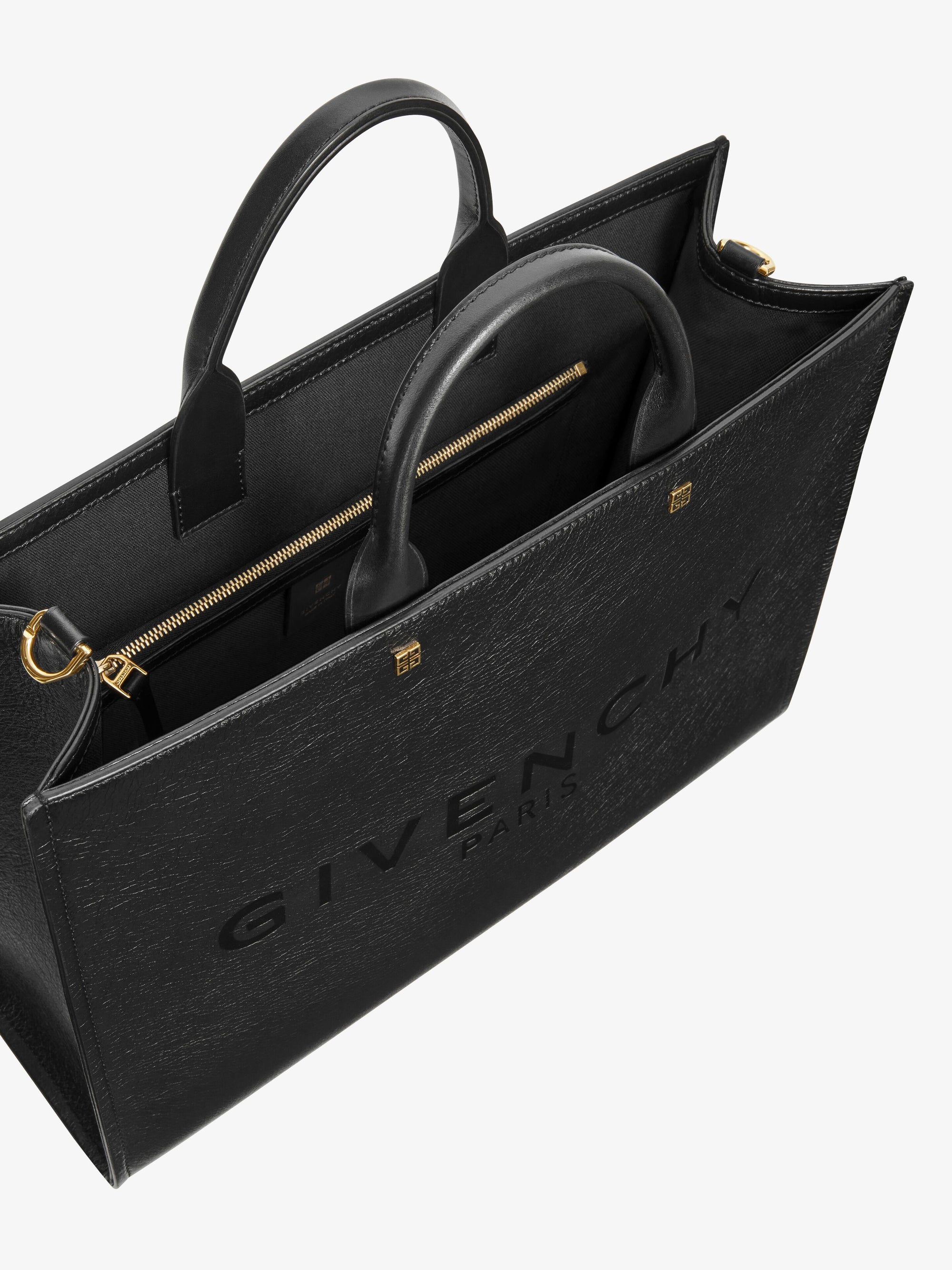 Cabas G-Tote moyen en cuir - Noir