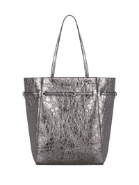 Cabas Voyou moyen en cuir laminé - Gris Argente
