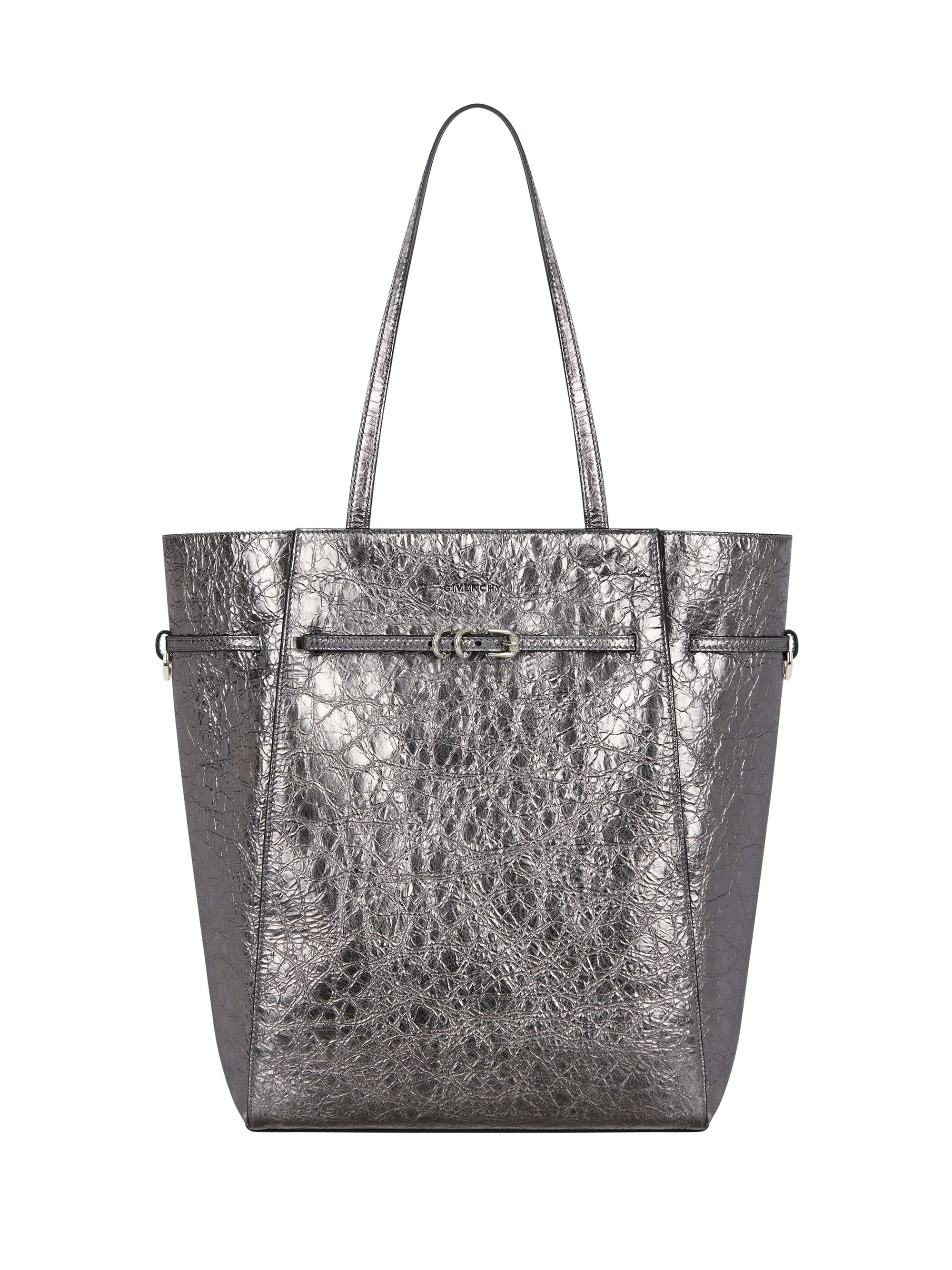 Cabas Voyou moyen en cuir laminé - Gris Argente