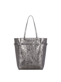 Voyou M Tote Bag in laminated leather – Silvery Grey