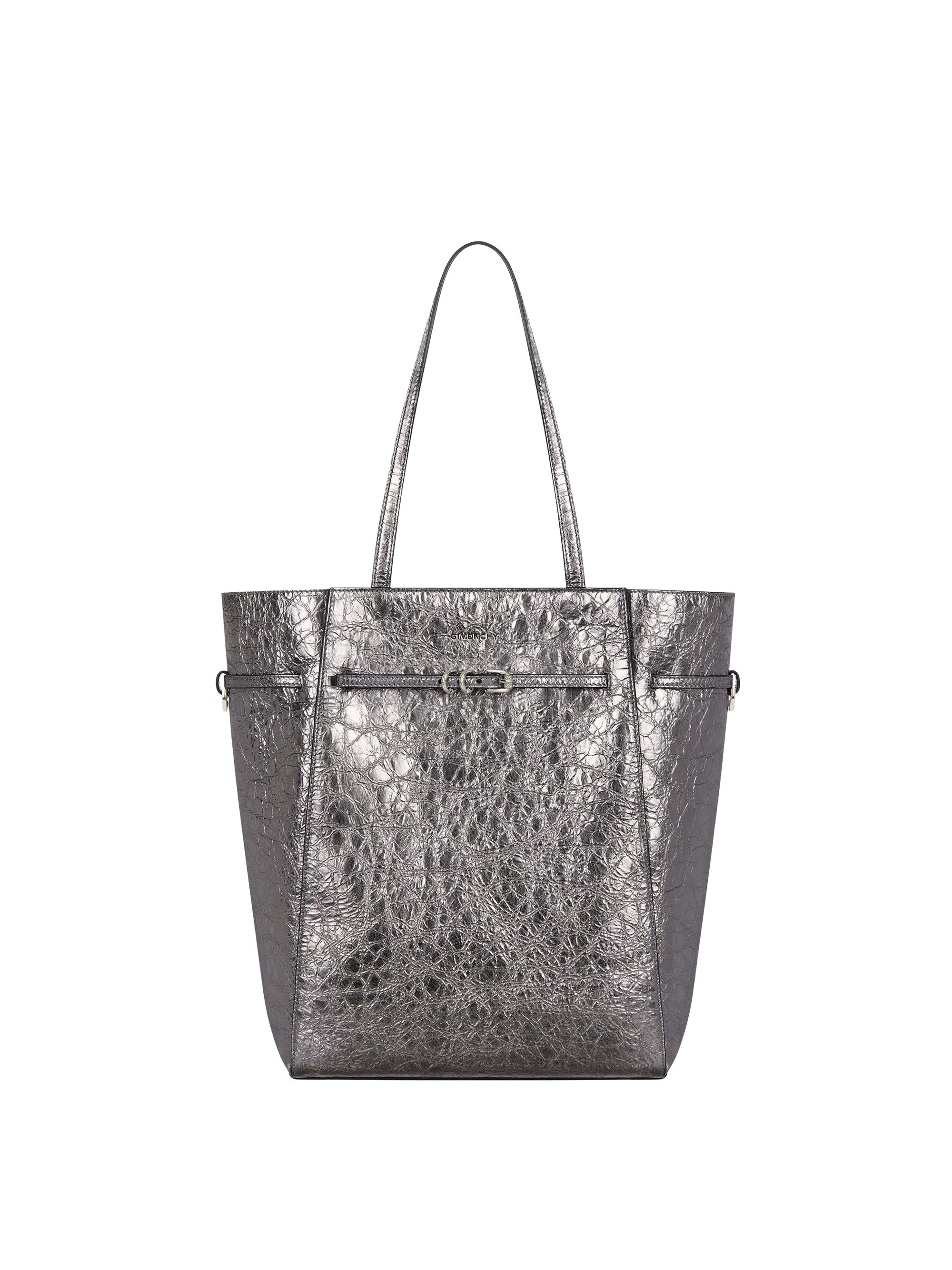 Voyou M Tote Bag in laminated leather – Silvery Grey