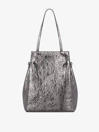 Cabas Voyou moyen en cuir laminé - Gris Argente