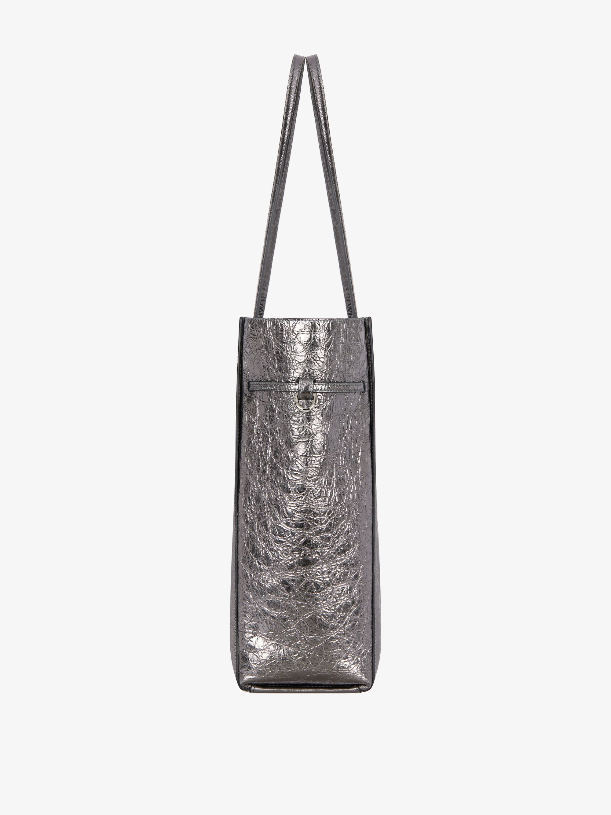 Cabas Voyou moyen en cuir laminé - Gris Argente