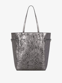 Cabas Voyou moyen en cuir laminé - Gris Argente
