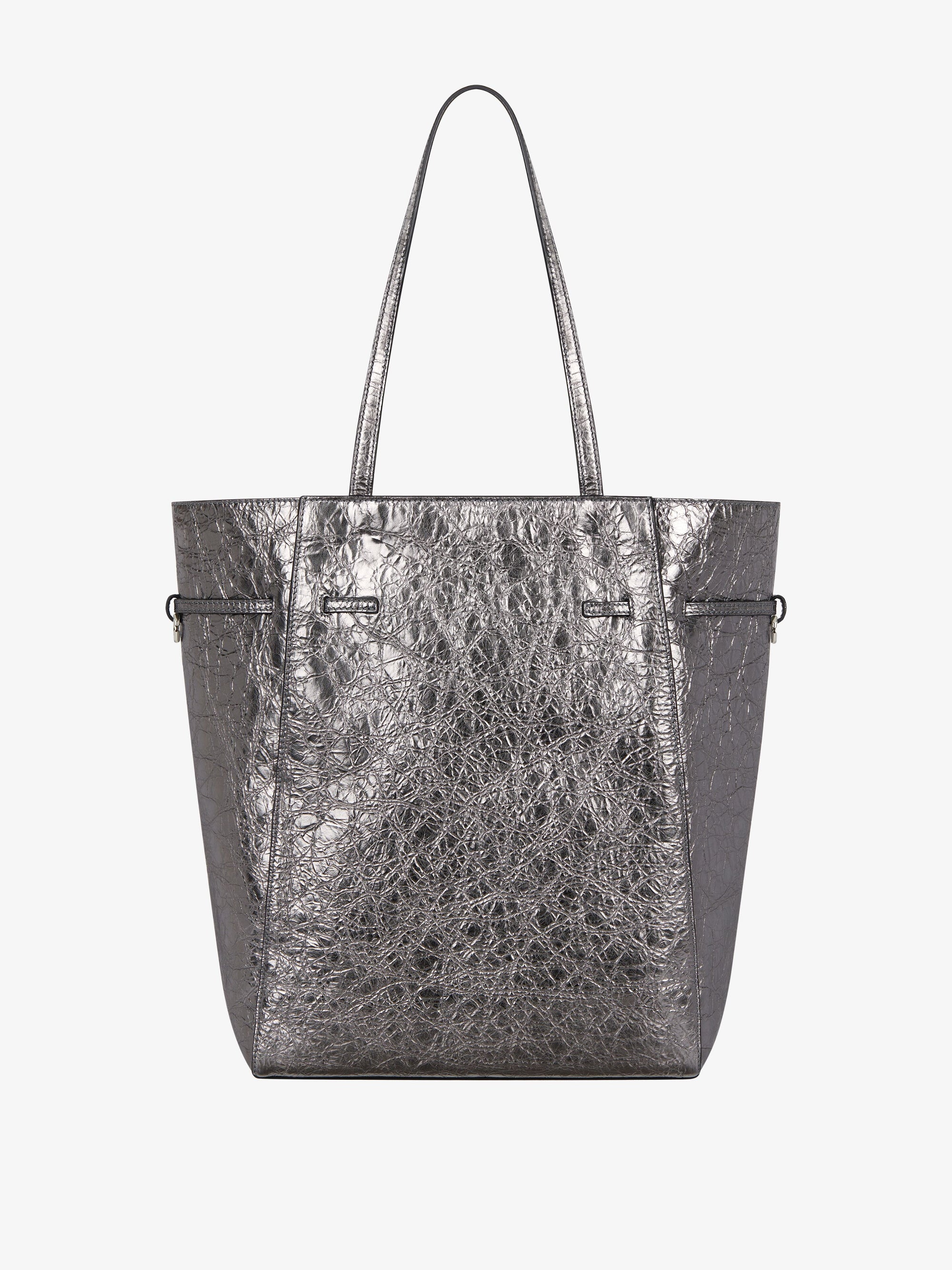 Cabas Voyou moyen en cuir laminé - Gris Argente