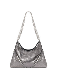 Sac Voyou moyen en cuir laminé - Gris Argente