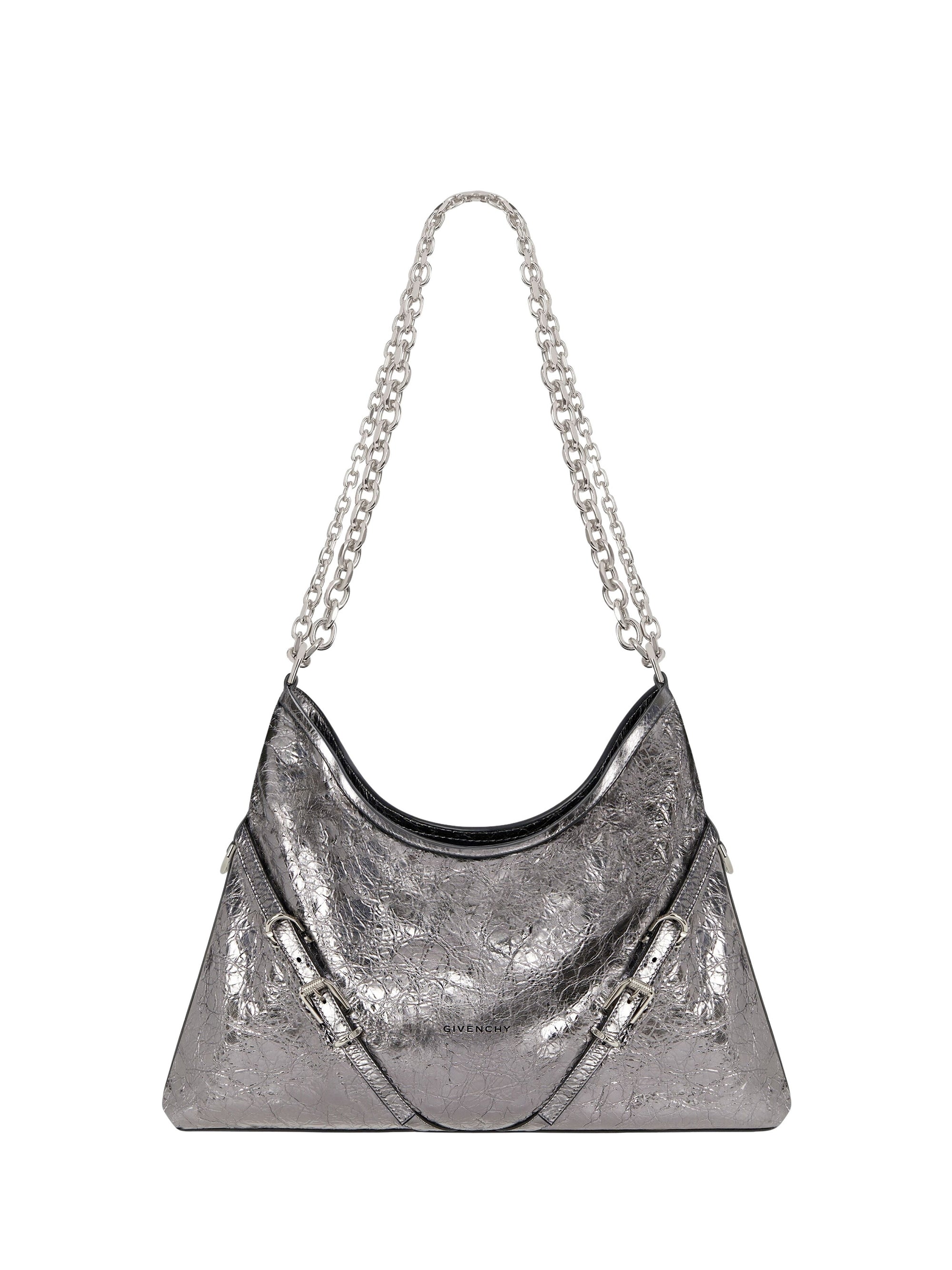 Sac Voyou moyen en cuir laminé - Gris Argente