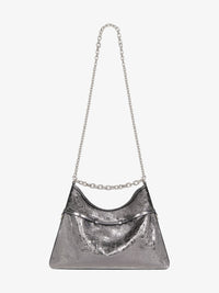 Sac Voyou moyen en cuir laminé - Gris Argente
