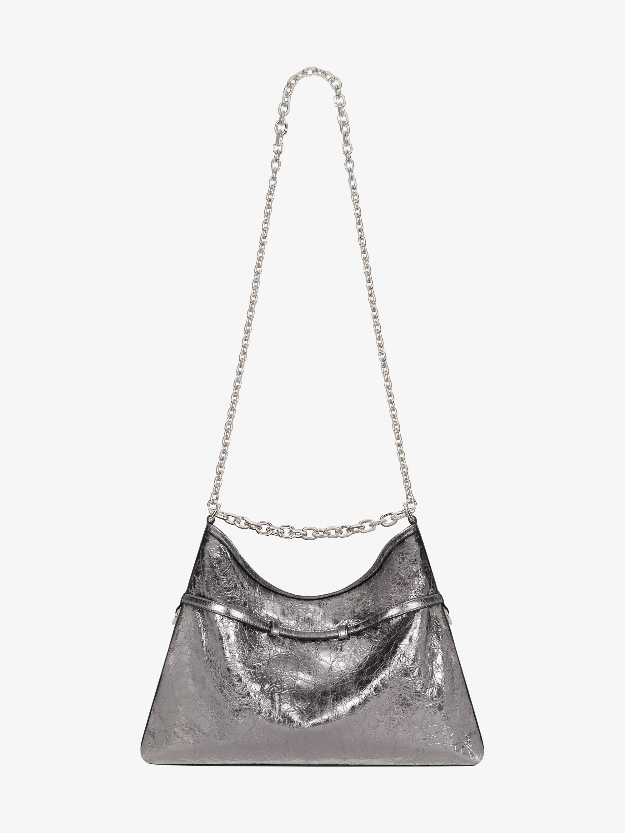 Sac Voyou moyen en cuir laminé - Gris Argente