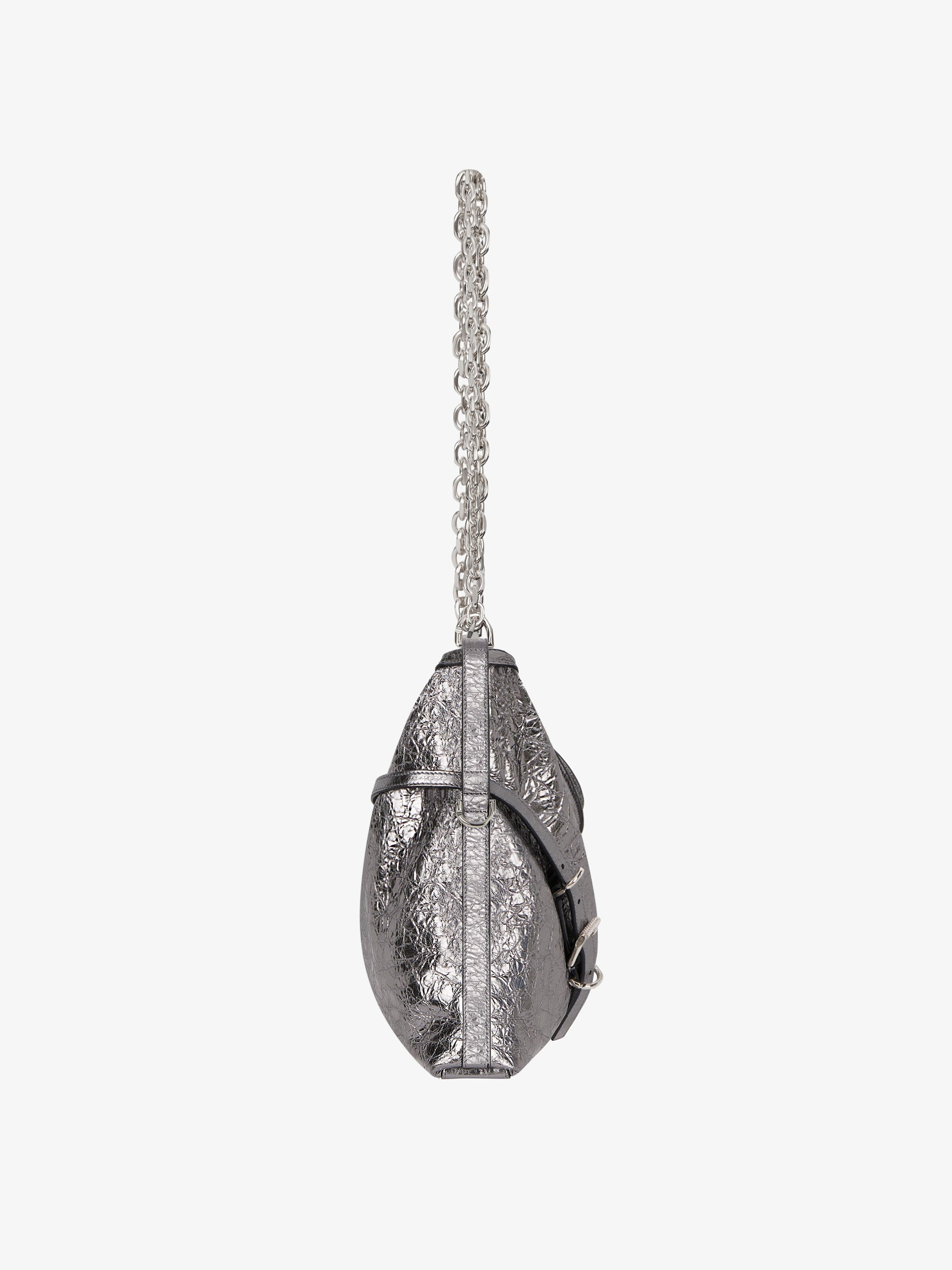 Sac Voyou moyen en cuir laminé - Gris Argente