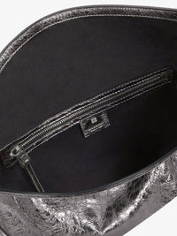 Sac Voyou moyen en cuir laminé - Gris Argente