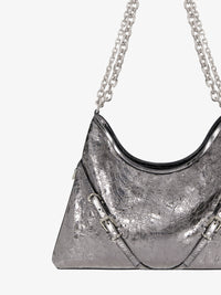 Sac Voyou moyen en cuir laminé - Gris Argente